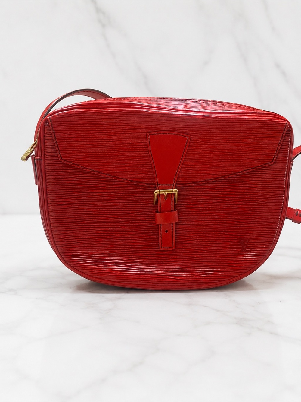 Louis Vuitton Red Epi Leather Crossbody with Gold Buckle